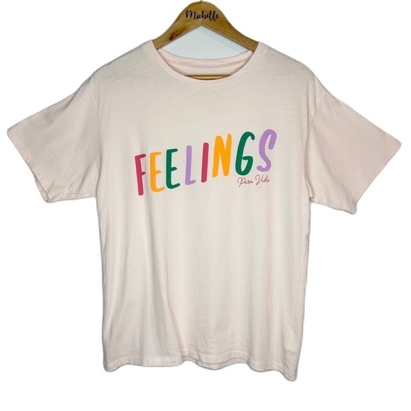 Pura Vida Pink Multicolor Feelings T-Shirt Women’s Size Small - Picture 1 of 6